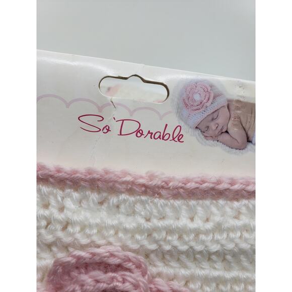 2 Pair NEW Hand Crocheted Diaper Cover Baby Girls 0-6 Months White Pink Flower - Picture 5 of 12